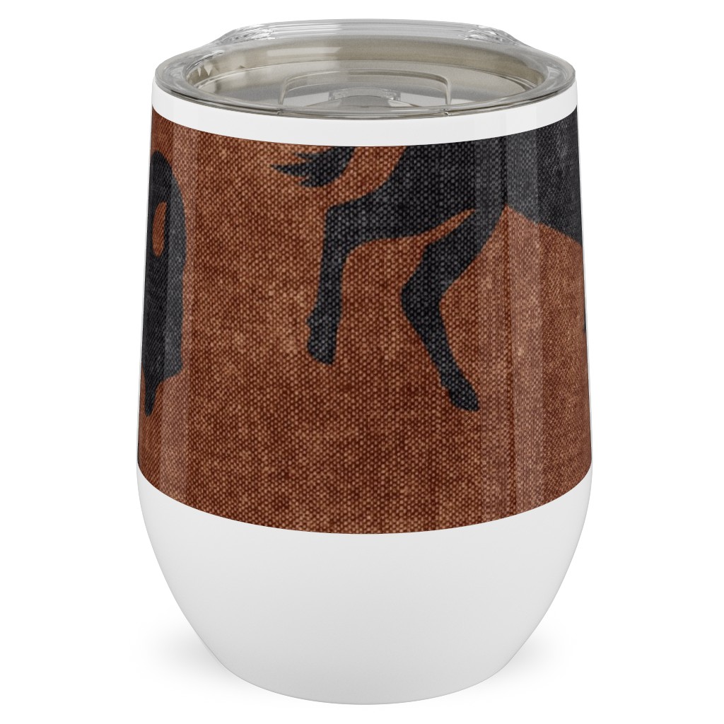 Bison Stampede - Inkwell on Brandywine Stainless Steel Travel Tumbler, 12oz, Brown, Brown