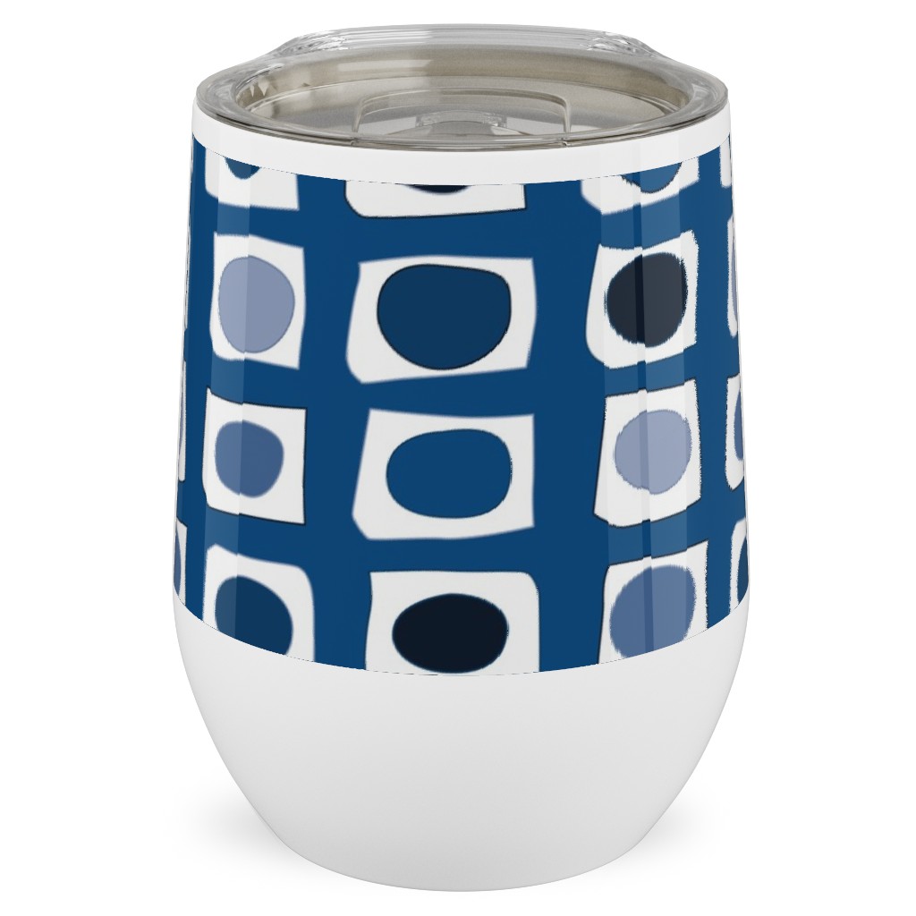 Little White Rectangles - Classic Blue Stainless Steel Travel Tumbler, 12oz, Blue, True Blue