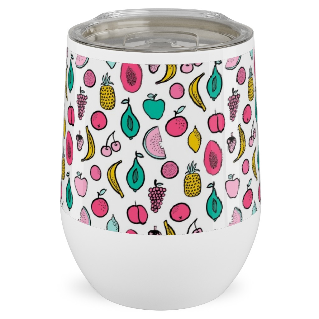 Summer Tropical Fruits - Multi Stainless Steel Travel Tumbler, 12oz, Multicolor