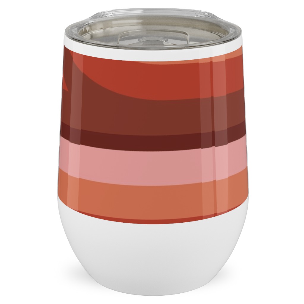 Retro Road - Mauve Multi Stainless Steel Travel Tumbler, 12oz, Red