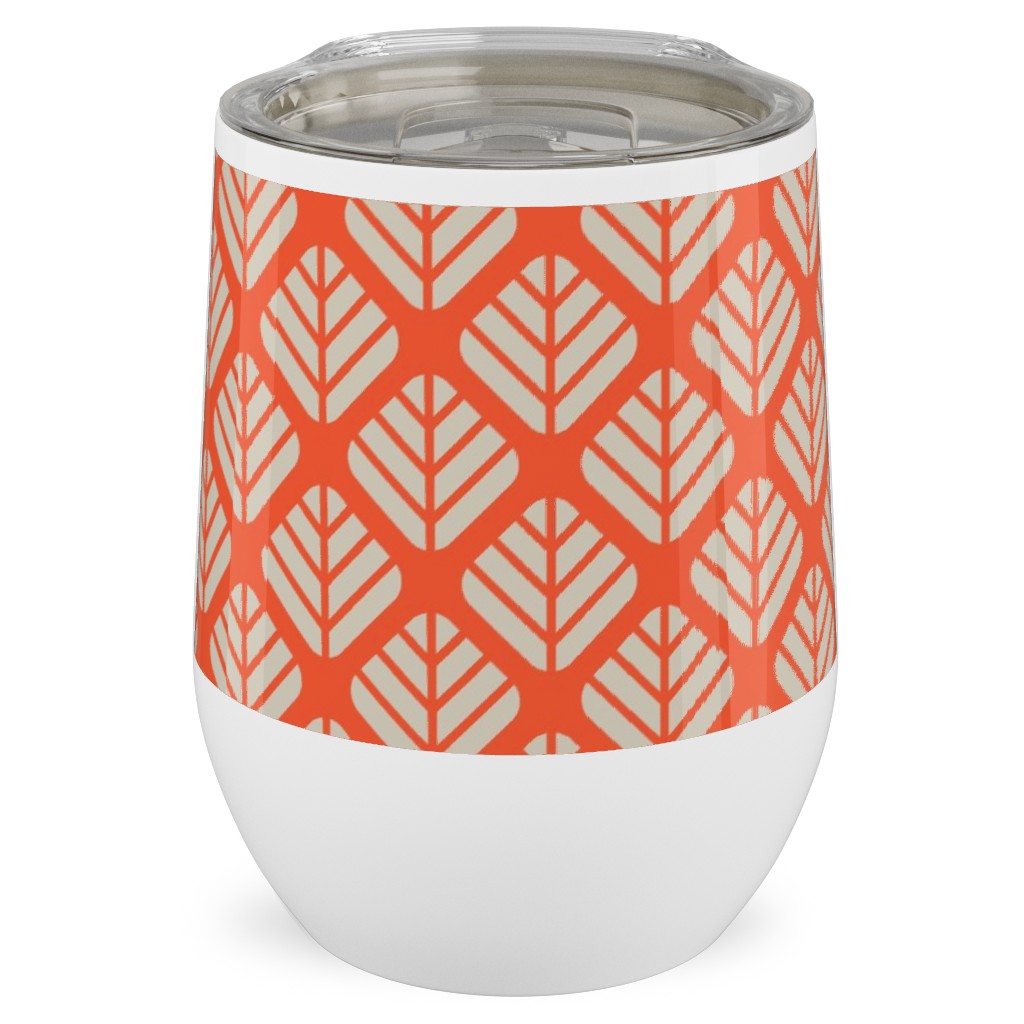Blaettli - Orange and Beige Stainless Steel Travel Tumbler, 12oz, Orange, Orange