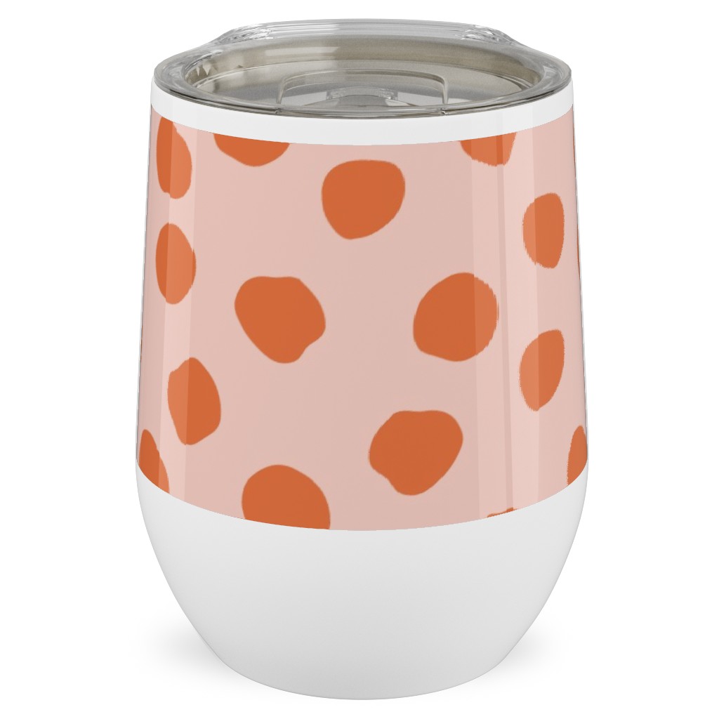 Dotty - Pink and Orange Stainless Steel Travel Tumbler, 12oz, Pink