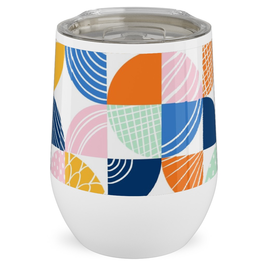 Modern Quilt Pattern - Multi Stainless Steel Travel Tumbler, 12oz, Multicolor