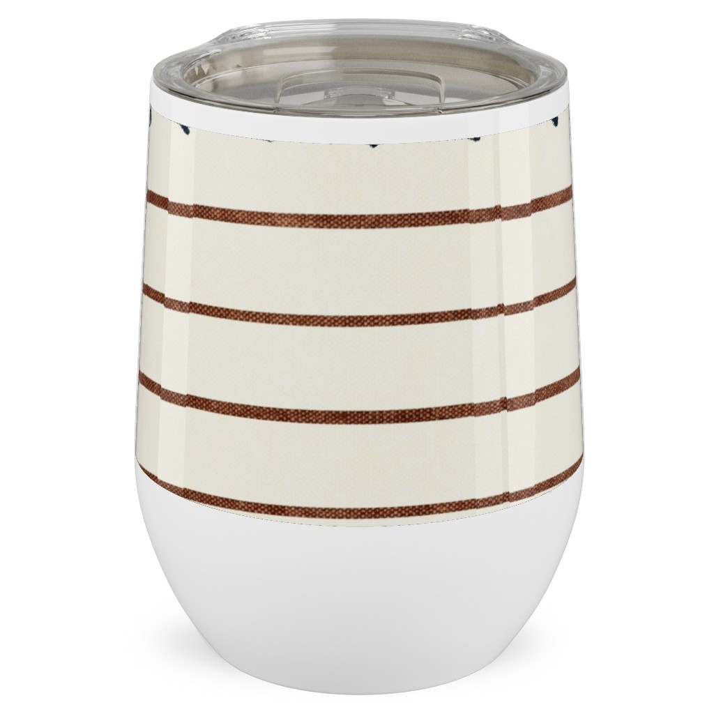 Arrow Stripes Mud Cloth Modern Stainless Steel Travel Tumbler, 12oz, Beige, Antique White