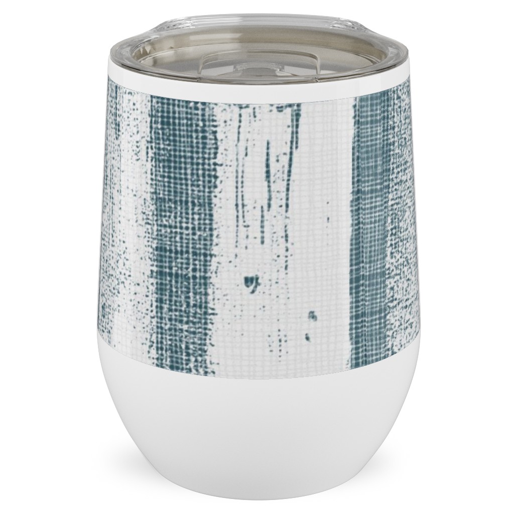 Bamboo - Grey Stainless Steel Travel Tumbler, 12oz, Blue, True Blue