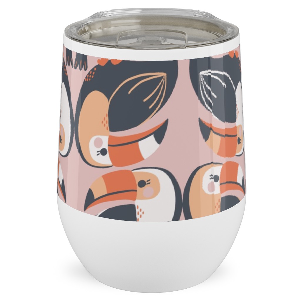 Toucan Stack - Pink Stainless Steel Travel Tumbler, 12oz, Pink, Bright Pink