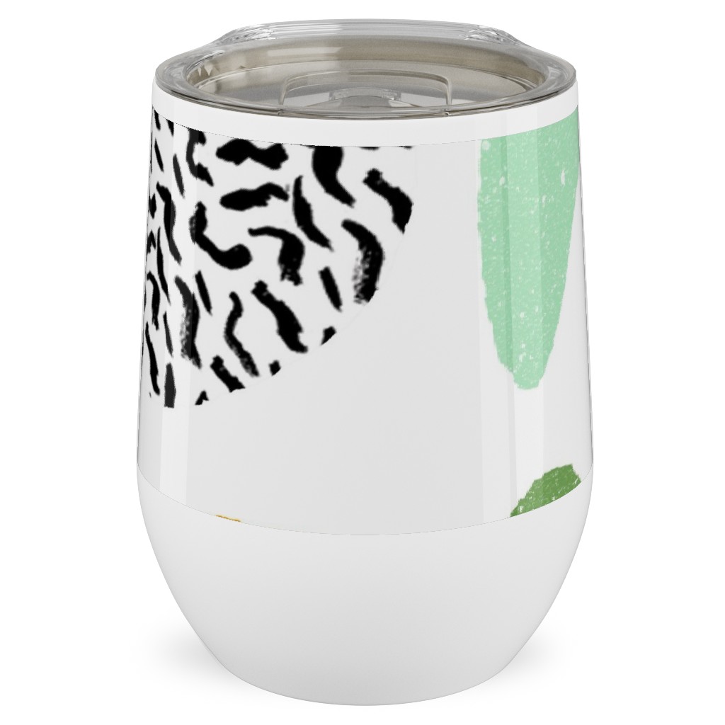 Happy Blocks Stainless Steel Travel Tumbler, 12oz, Multicolor, White