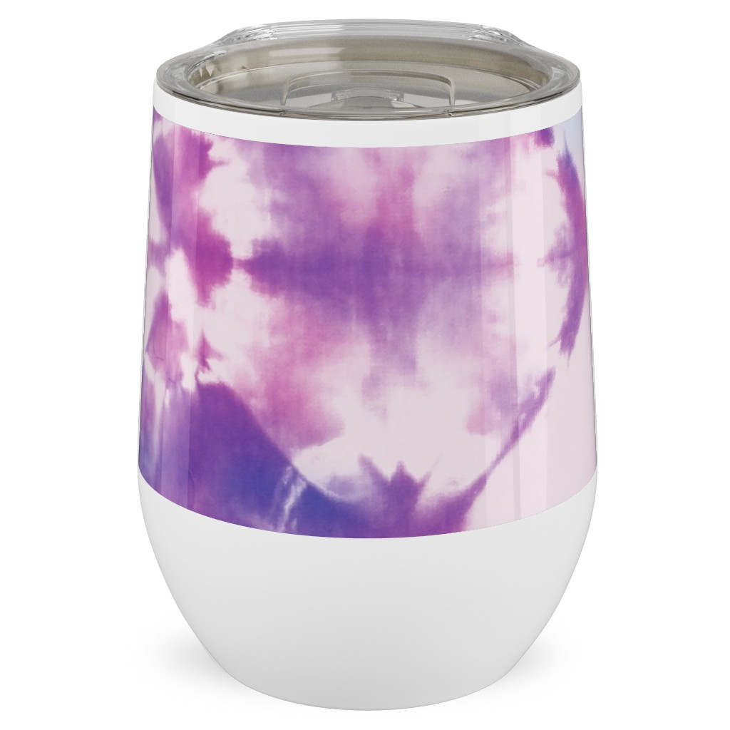 Tie-Dye - Purple and Pink Stainless Steel Travel Tumbler, 12oz, Purple