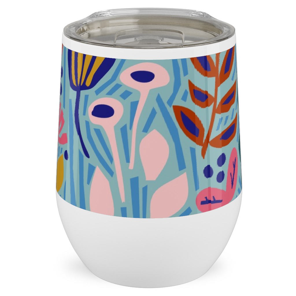 Paper Cut Floral Garden Stainless Steel Travel Tumbler, 12oz, Multicolor, Sea