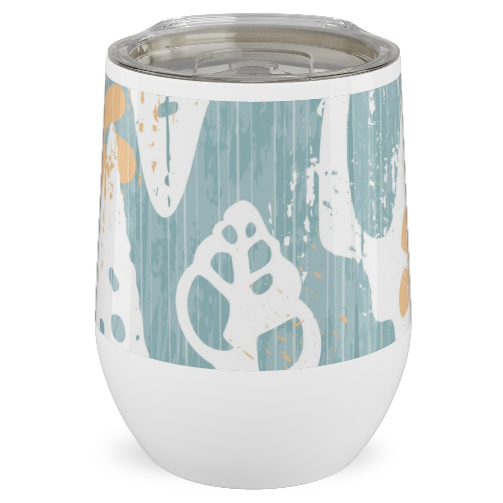 Beach Sunrise - Blue Stainless Steel Travel Tumbler, 12oz, Blue, True Blue