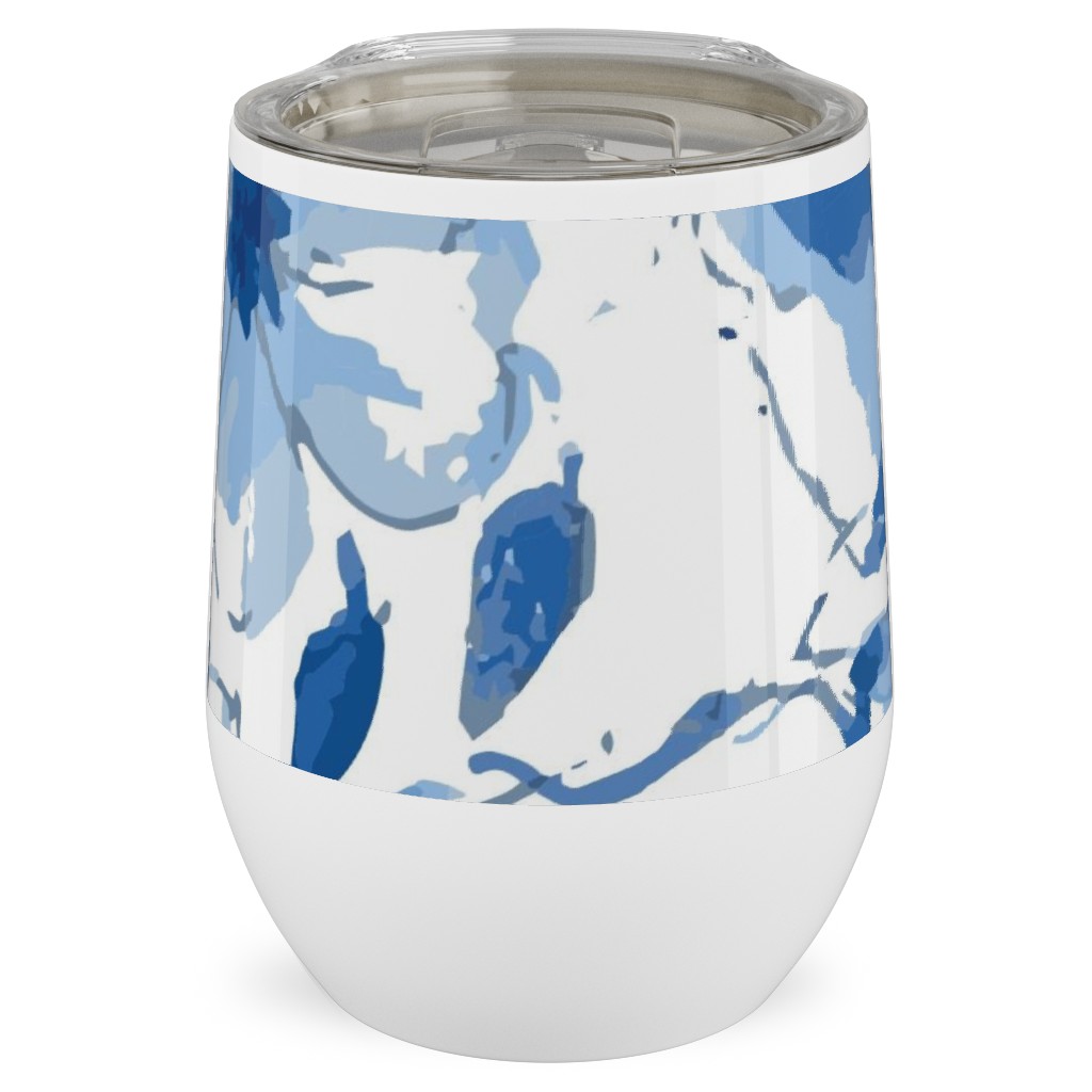 the Flow of the Garden - Blue Stainless Steel Travel Tumbler, 12oz, Blue, True Blue