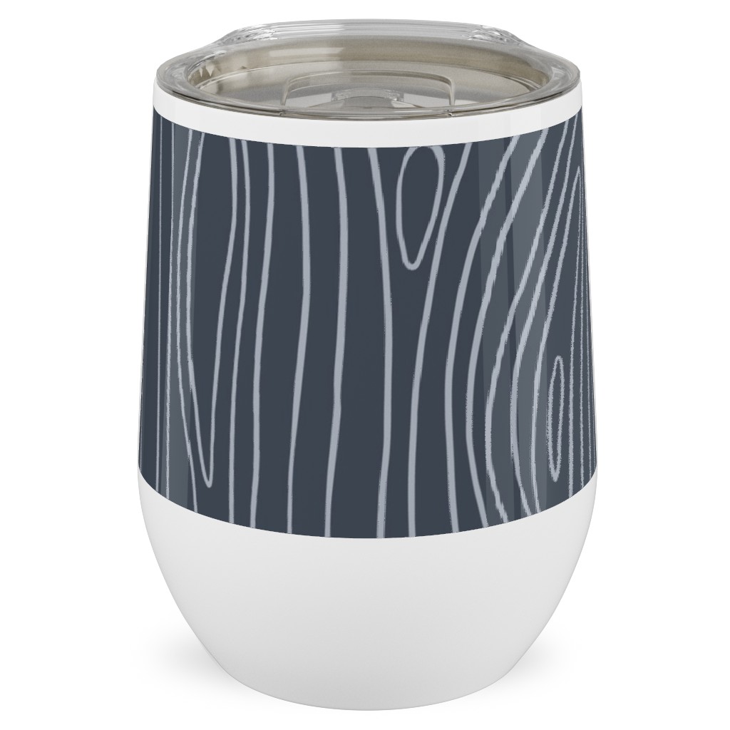 Wood Grain Stainless Steel Travel Tumbler, 12oz, Blue
