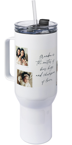 Handwritten Note Collage 40oz Tumbler with Handle, 40oz, White