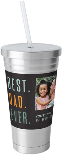 Colorful Best Ever Stainless Tumbler with Straw, 18oz, Gray