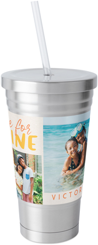 Sunshine and Adventures Stainless Tumbler with Straw, 18oz, Yellow