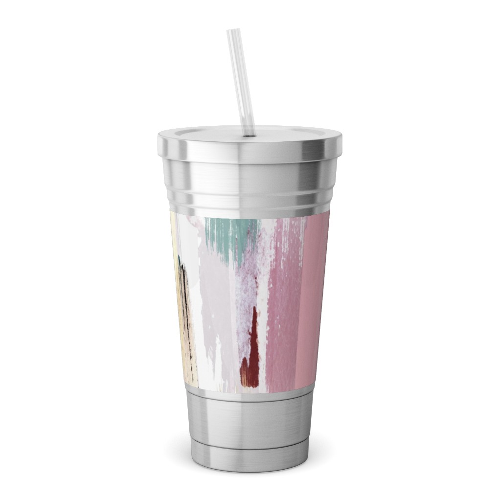 Color Memories - Multi Pastel Stainless Tumbler with Straw, 18oz, Multicolor