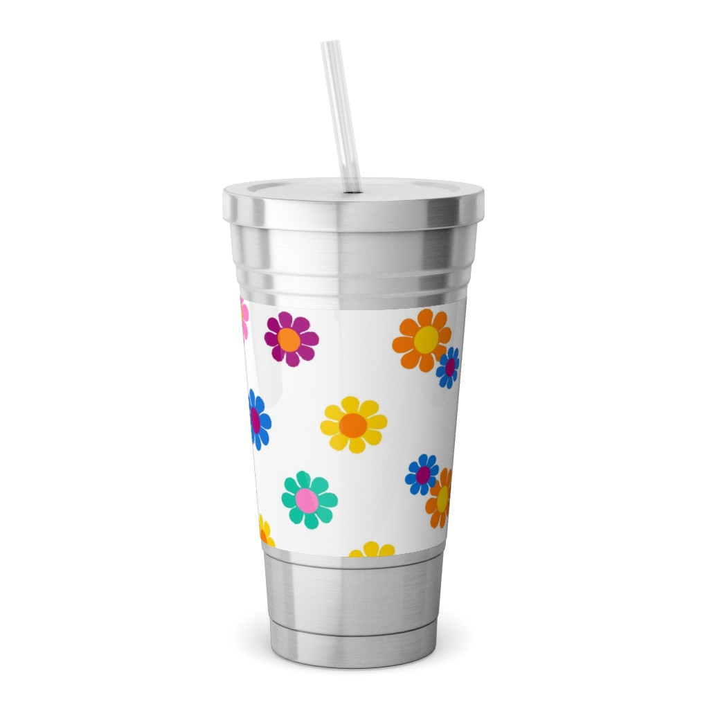 Groovy Flowers Tumbler Cup with Handle