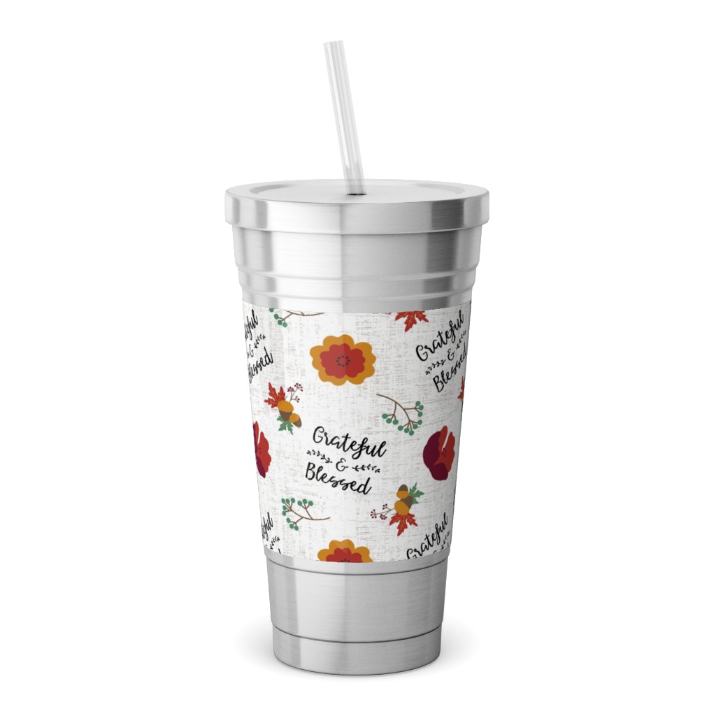 Don't Hurry Be Happy - Beige Acrylic Tumbler with Straw