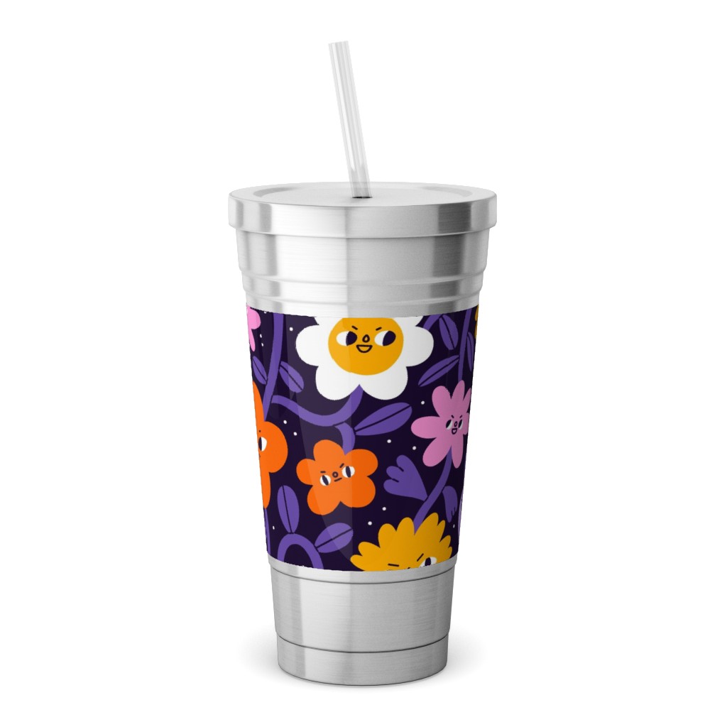 Extremely Wicked, Evil and Vile Halloween Garden - Purple Stainless Tumbler with Straw, 18oz, Purple