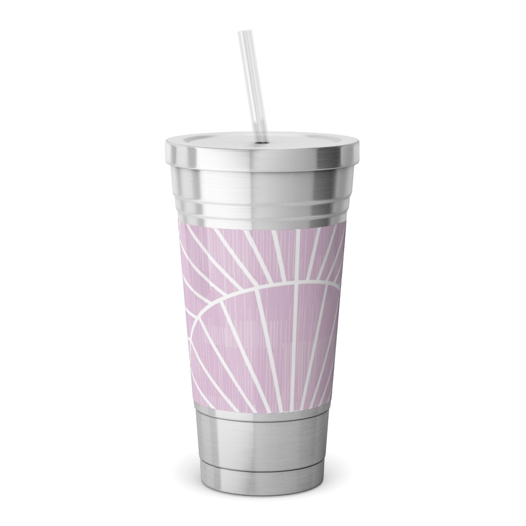 Art Deco Fields - Lavender Stainless Tumbler with Straw, 18oz, Purple