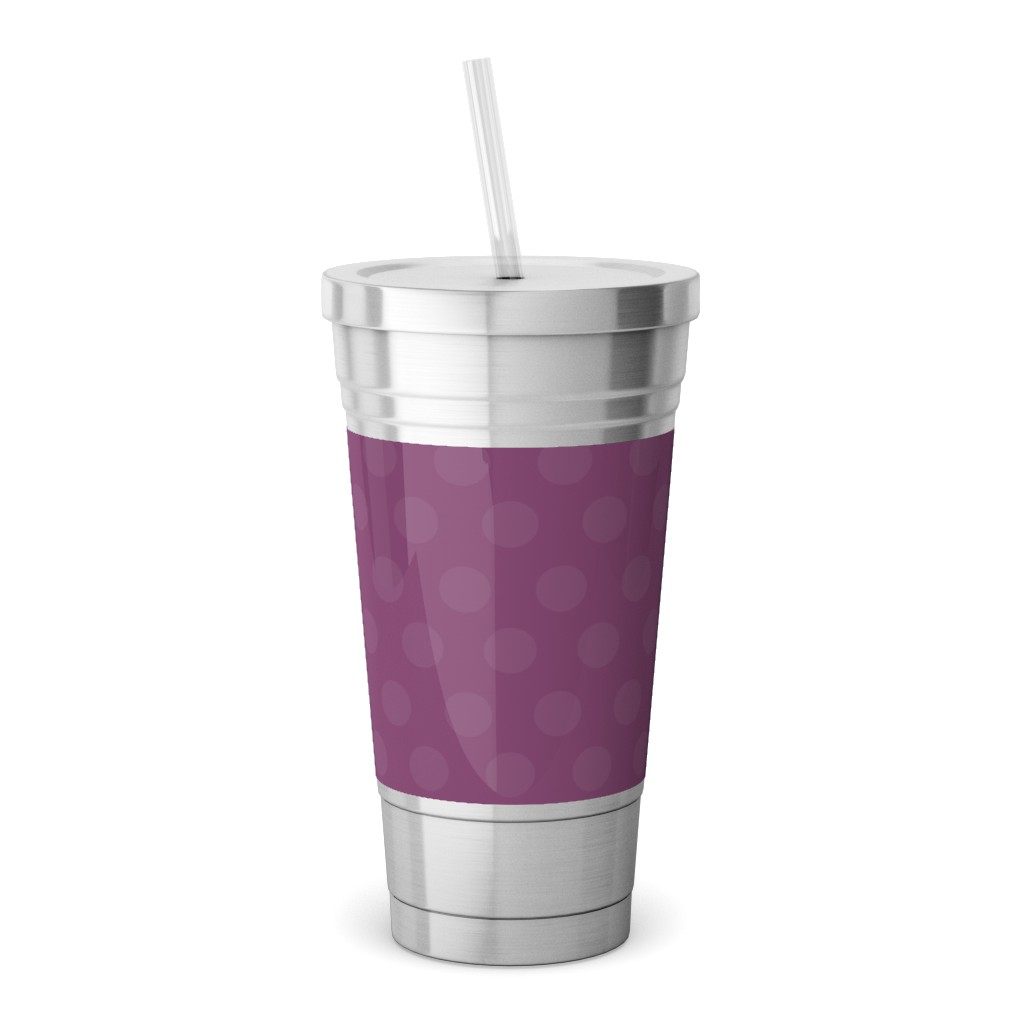 Bubbles - Purple Stainless Tumbler with Straw, 18oz, Purple
