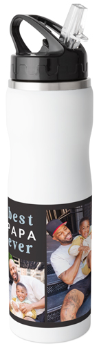 Contemporary Best Frames Stainless Steel Water Bottle with Straw, 25oz, With Straw, Gray