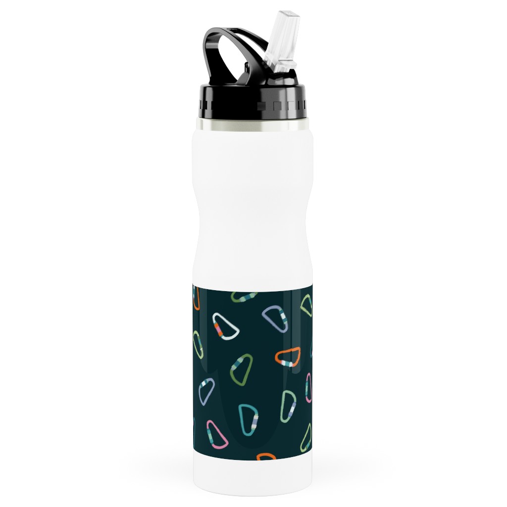 Carabiner Rock Climbing - Multi Stainless Steel Water Bottle with Straw, 25oz, With Straw, Multicolor