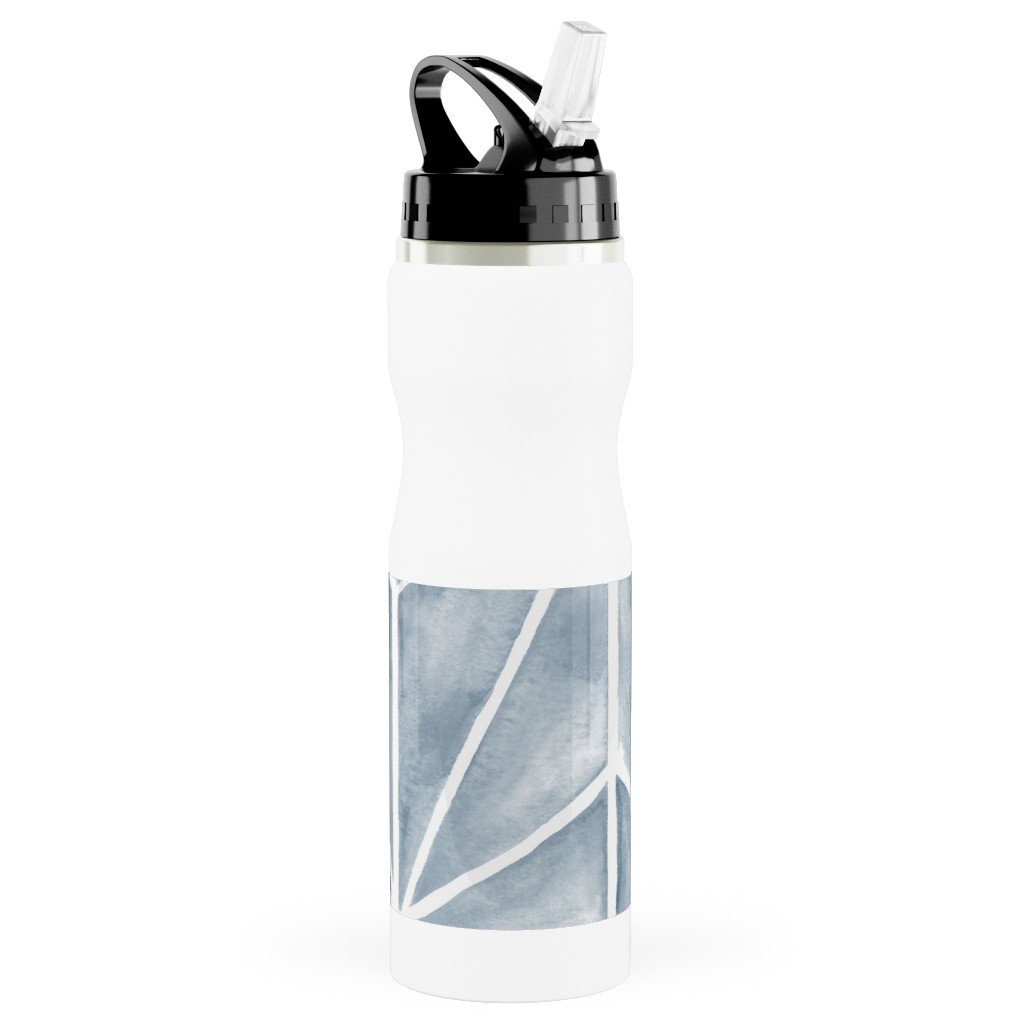 Coastal Stars - Blue Stainless Steel Water Bottle with Straw, 25oz, With Straw, Blue, True Blue