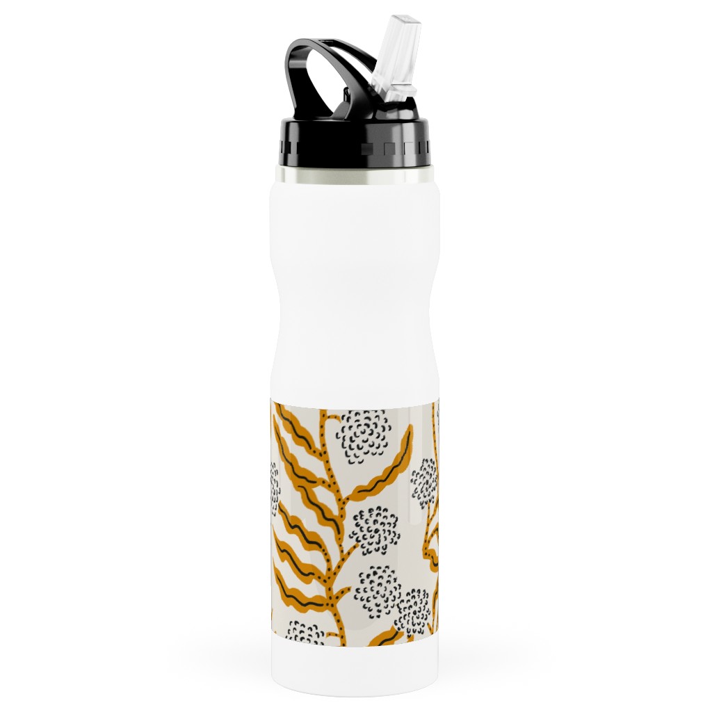 La Ville Vine - Yellow Stainless Steel Water Bottle with Straw, 25oz, With Straw, Yellow