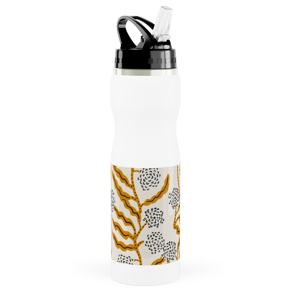 La Ville Vine - Yellow Stainless Steel Water Bottle with Straw, 25oz, With Straw, Yellow, Classic Yellow