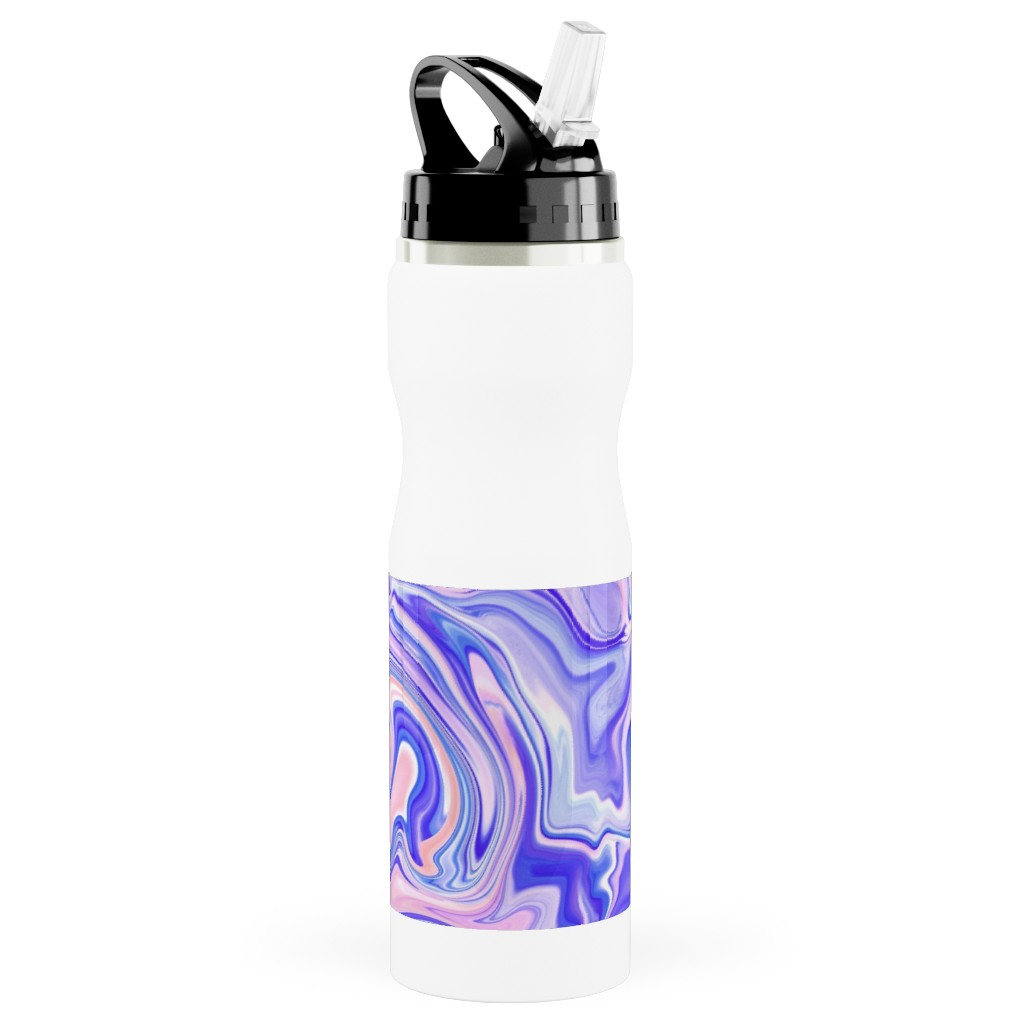 Love Spell Marble - Purple Coral Pink Stainless Steel Water Bottle with Straw, 25oz, With Straw, Purple