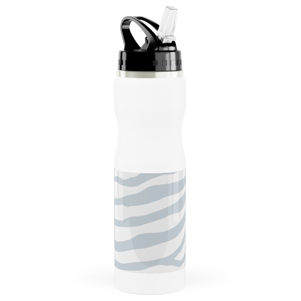 Brackenbury Beach Custom - Blue Stainless Steel Water Bottle with Straw, 25oz, With Straw, Gray