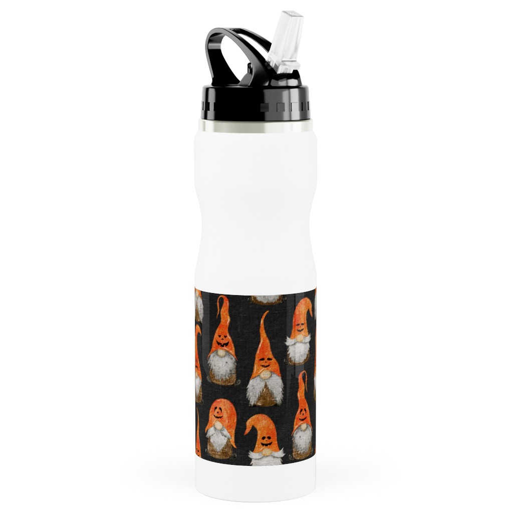 My Gnomes Stainless Steel Water Bottle with Straw, 25oz, With Straw, Orange, Charcoal