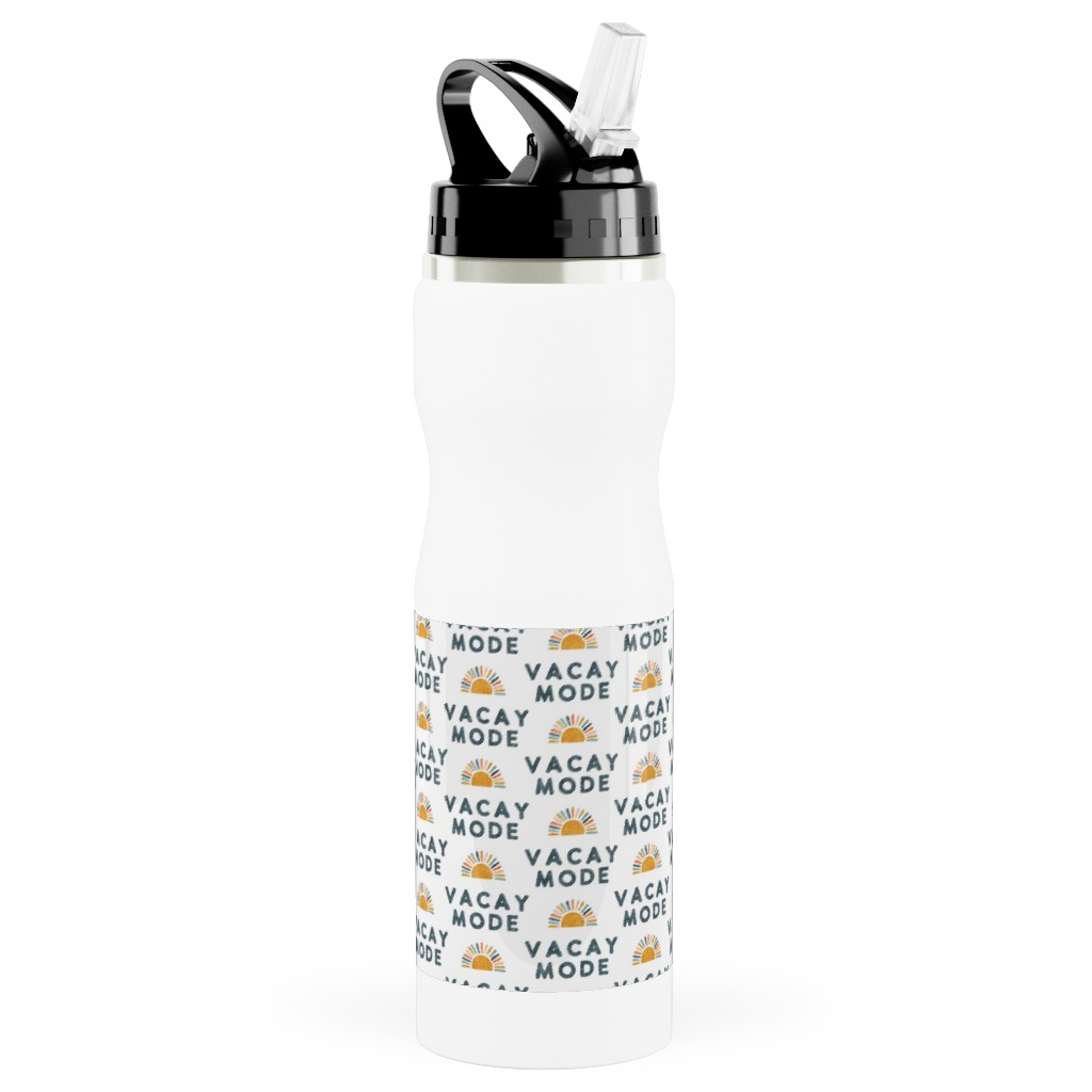 Vacay Mode and Sunshine Stainless Steel Water Bottle with Straw, 25oz, With Straw, Yellow