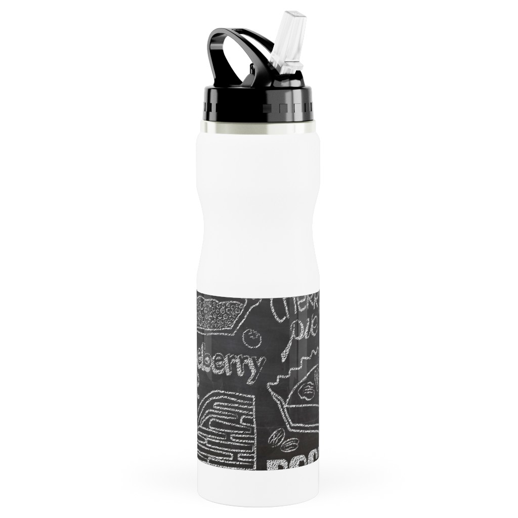 Today's Chalkboard Special! Stainless Steel Water Bottle with Straw, 25oz, With Straw, Gray, Gray