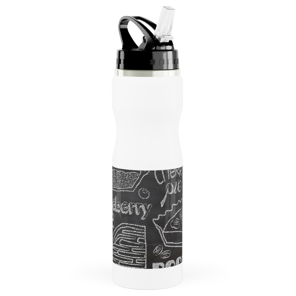 Today's Chalkboard Special! Stainless Steel Water Bottle with Straw, 25oz, With Straw, Gray