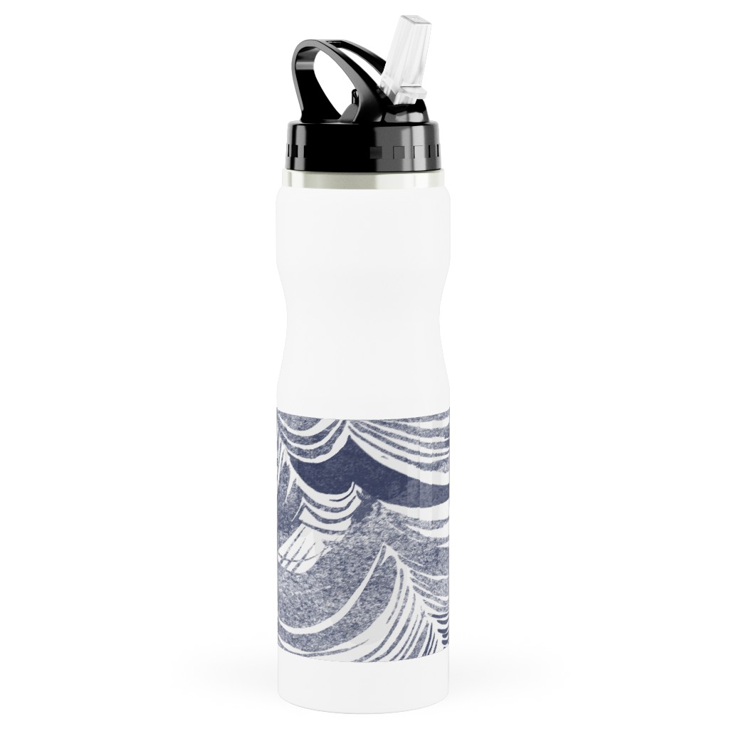 Wild Ocean Stainless Steel Water Bottle with Straw, 25oz, With Straw, Gray, Gray