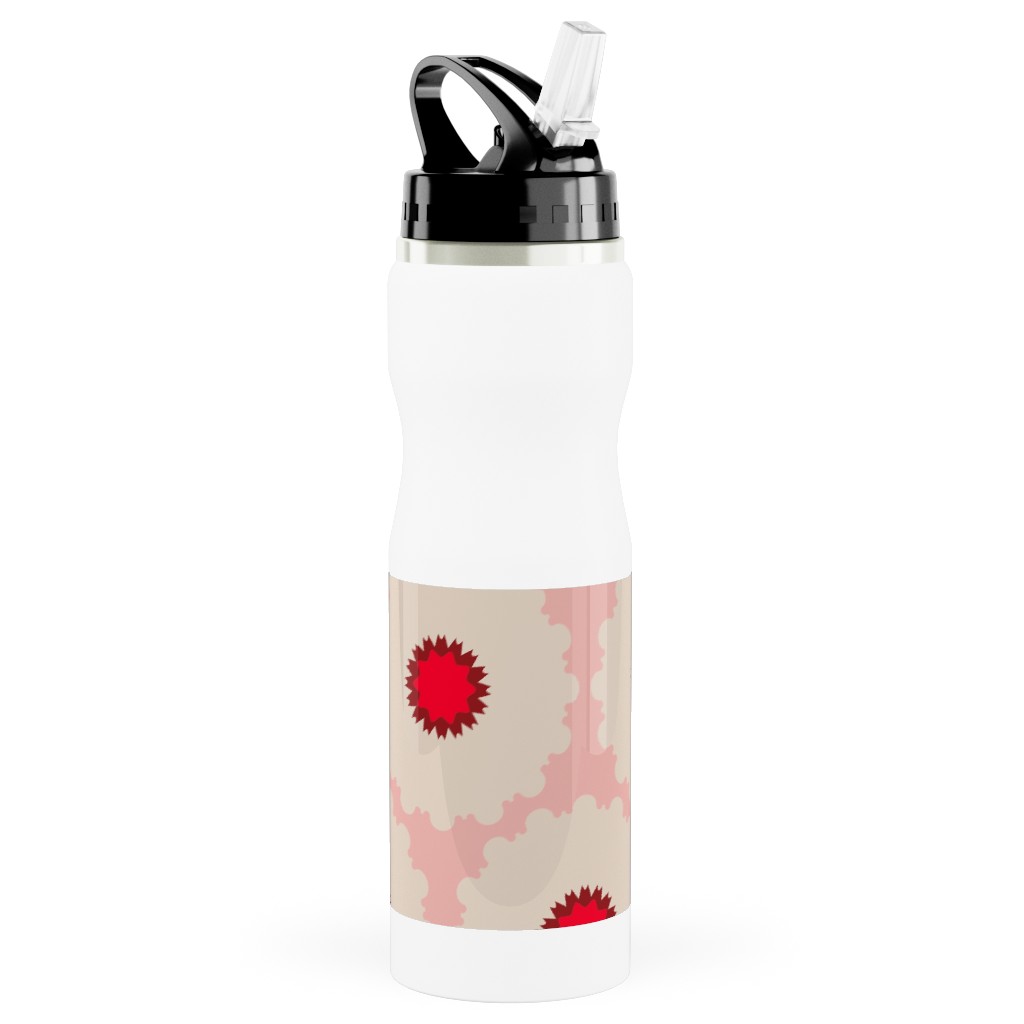 Eva Pop - Pink and Red Stainless Steel Water Bottle with Straw, 25oz, With Straw, Pink, Bright Pink