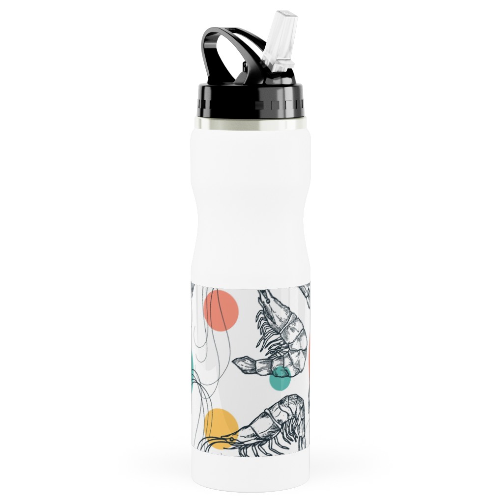 Fun Shrimp - Multi Stainless Steel Water Bottle with Straw, 25oz, With Straw, Multicolor