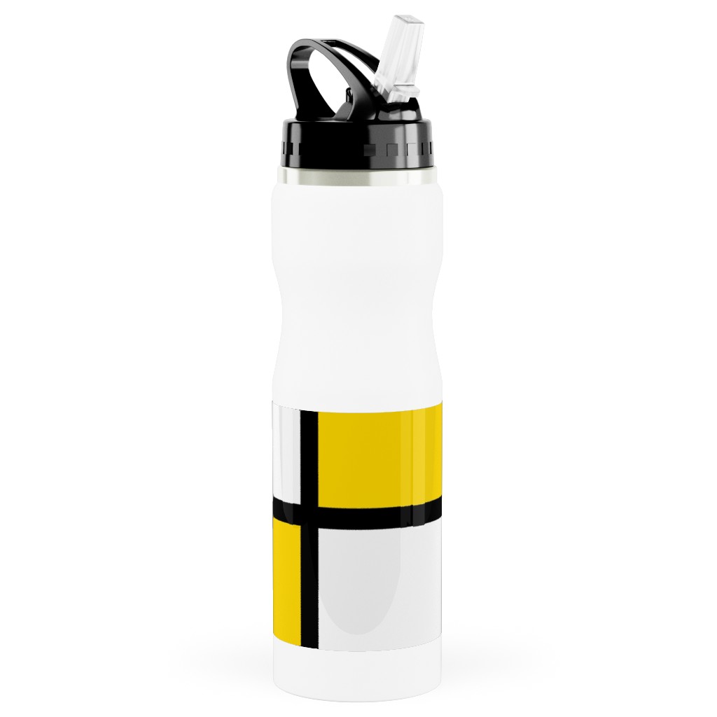 Mondrian Stainless Steel Water Bottle with Straw, 25oz, With Straw, Multicolor