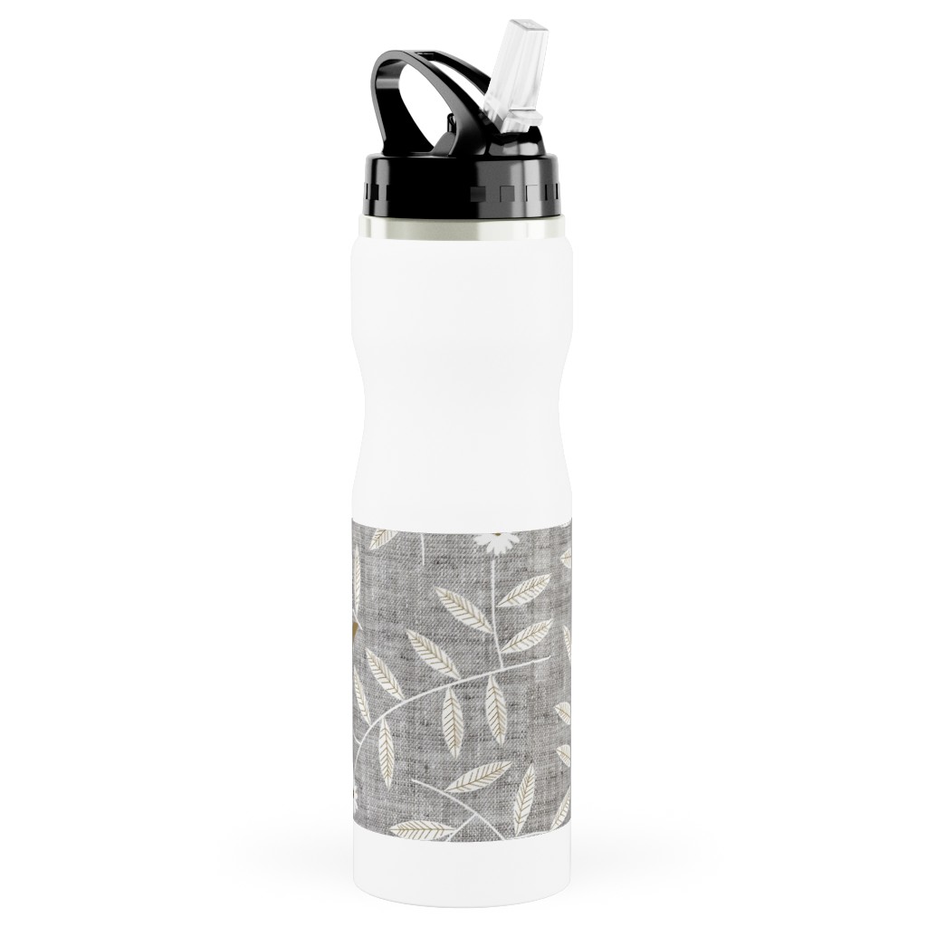 Darcy Stainless Steel Water Bottle with Straw, 25oz, With Straw, Gray, Iron
