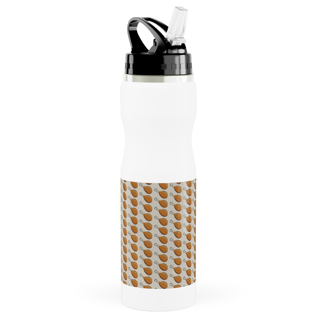 Turkey Legs - Beige Stainless Steel Water Bottle with Straw, 25oz, With Straw, Beige