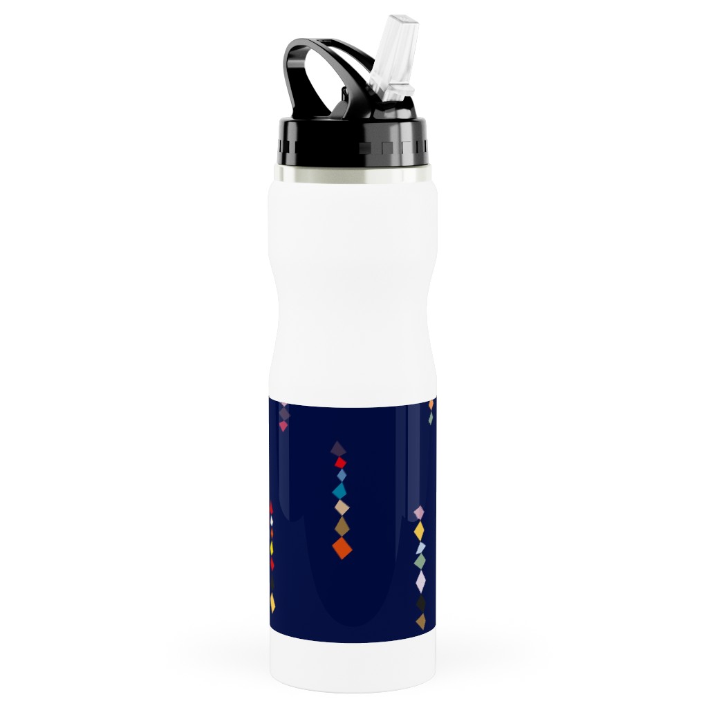 Square Color - Blue Stainless Steel Water Bottle with Straw, 25oz, With Straw, Blue, True Blue
