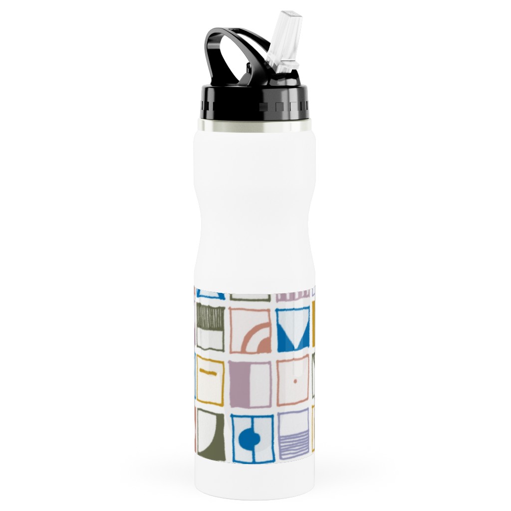 the New Nautical - Naval Flags - Multi Stainless Steel Water Bottle with Straw, 25oz, With Straw, Multicolor