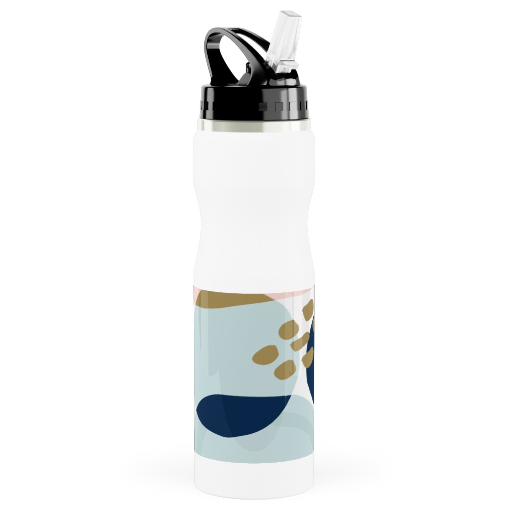 Sun Burst Abstract Stainless Steel Water Bottle with Straw, 25oz, With Straw, Multicolor