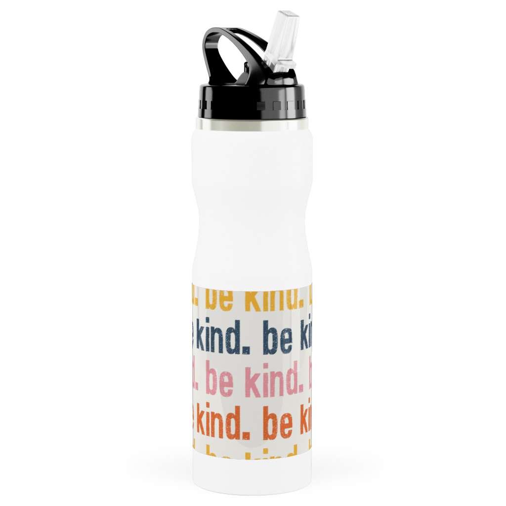 Be Kind - Multi Stainless Steel Water Bottle with Straw, 25oz, With Straw, Multicolor