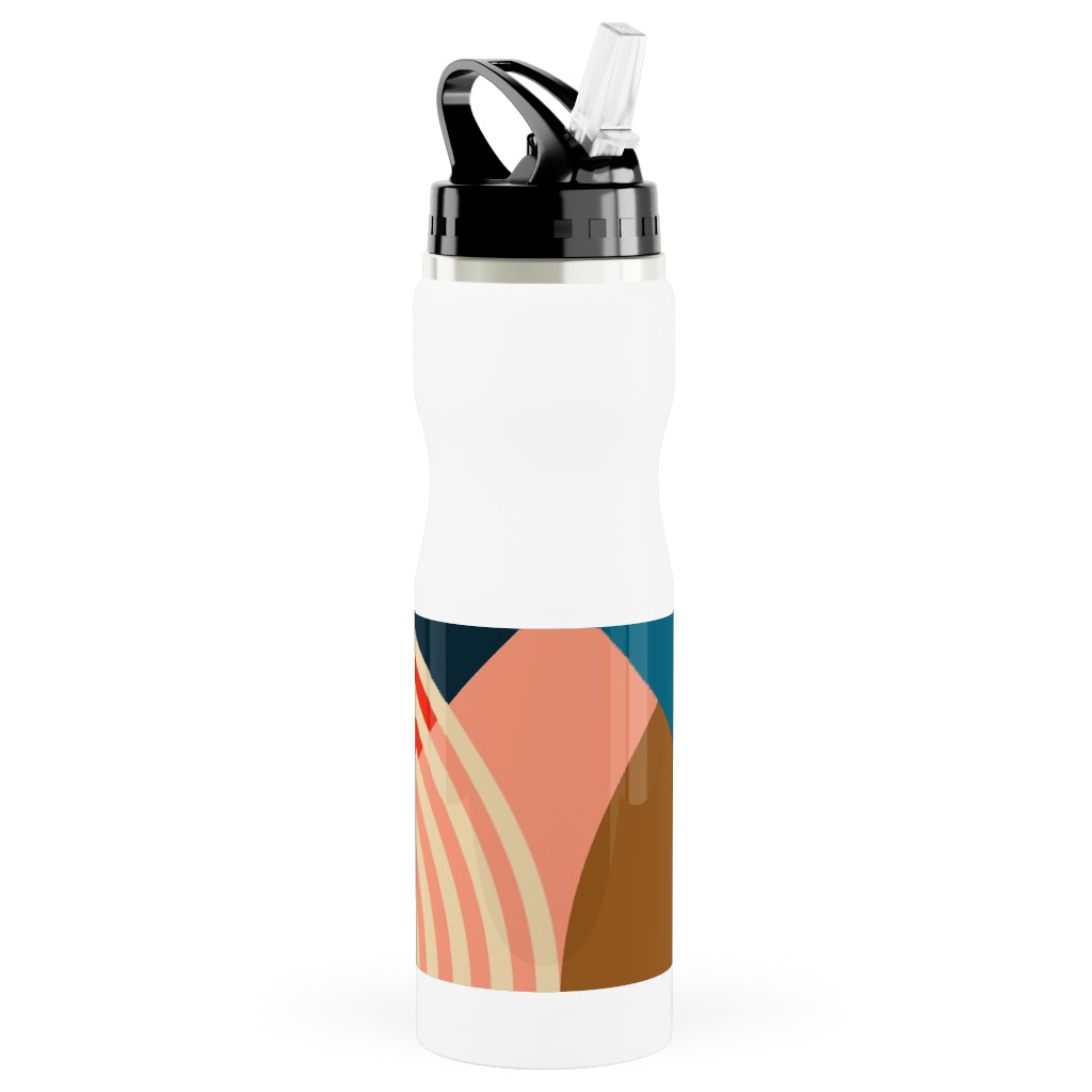 Sunset Over Denmark - Multi Stainless Steel Water Bottle with Straw, 25oz, With Straw, Multicolor