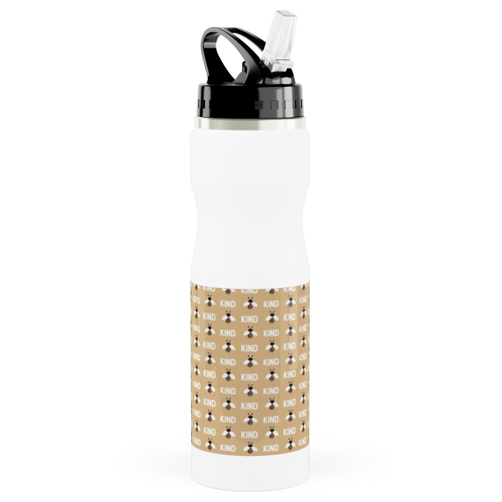 Bee Kind - Yellow Stainless Steel Water Bottle with Straw, 25oz, With Straw, Yellow