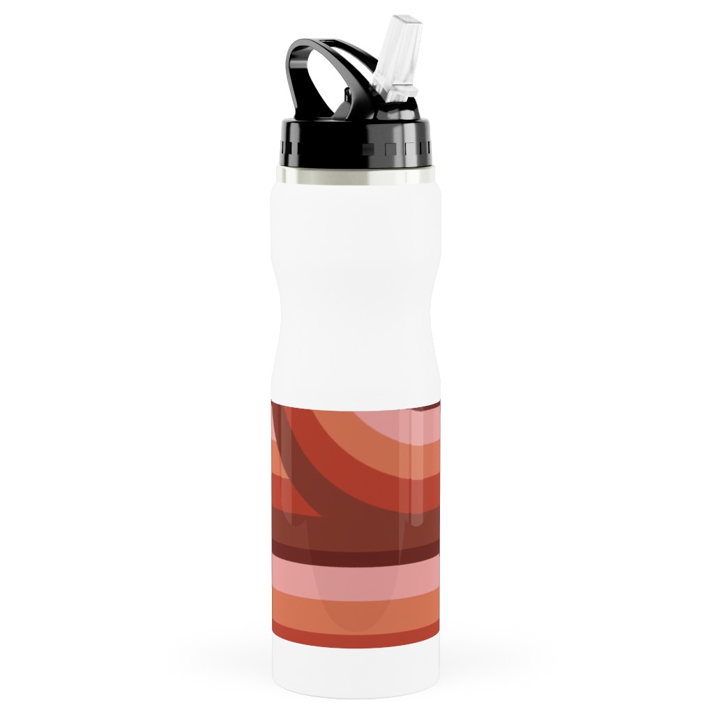 Retro Road - Mauve Multi Stainless Steel Water Bottle with Straw, 25oz, With Straw, Red