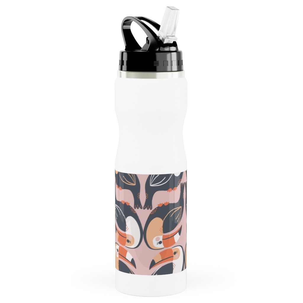 Toucan Stack - Pink Stainless Steel Water Bottle with Straw, 25oz, With Straw, Pink, Bright Pink